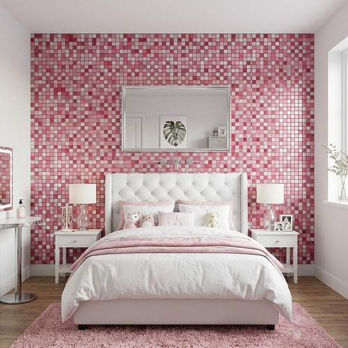 Pink mosaic tiles sheet - mosaic,
