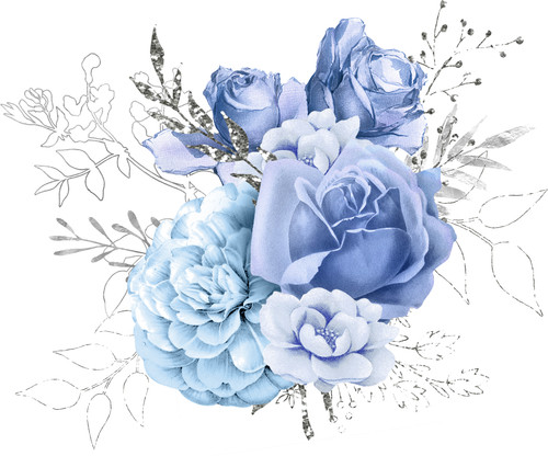 12pcs blue silver - 12pcs,