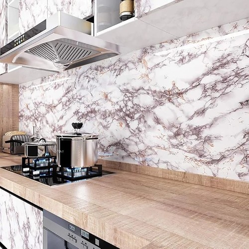 Marble kitchen splashback - marble, film