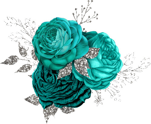 Floral tile stickers teal - floral,