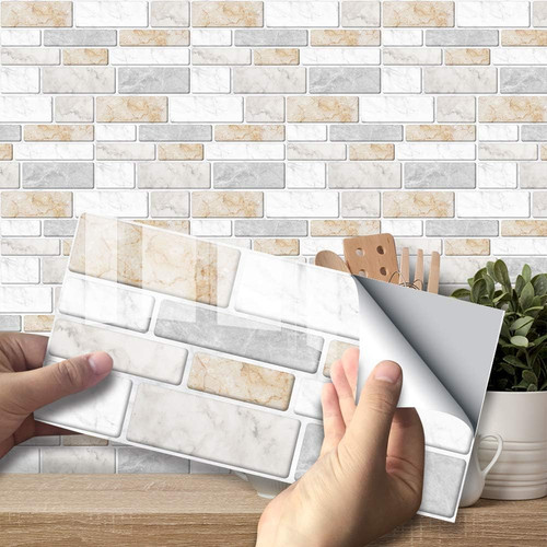 White 9pcs tile stickers - white, vinyl