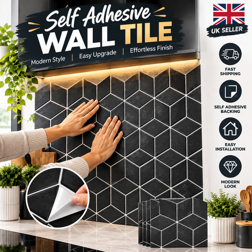 Self adhesive wall tiles - adhesive, black
