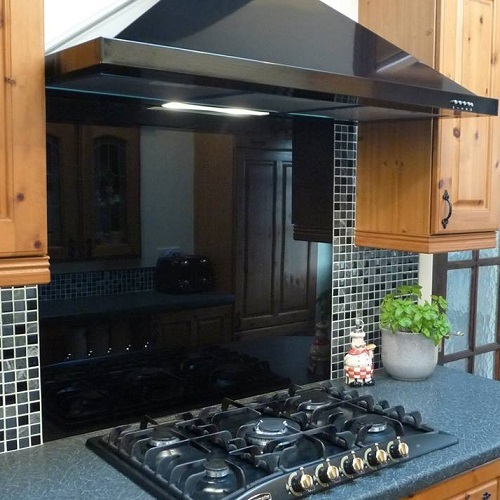 Black glass splashback - black,