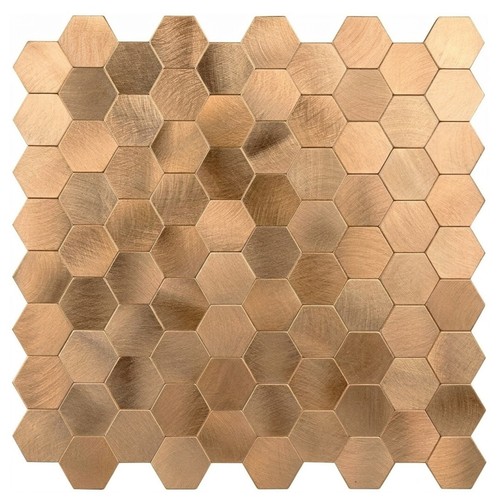 Bronze hexagon mosaic tile - bronze,